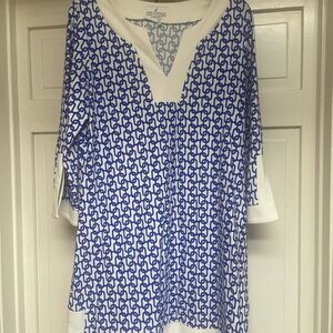 Jude Connally Blue and White Patterned Tunic Dress